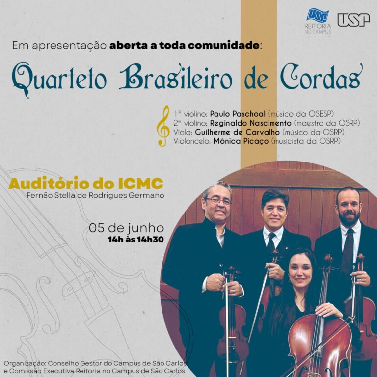 Quarteto Brasileiro de Cordas se apresenta no dia 5 no campus
